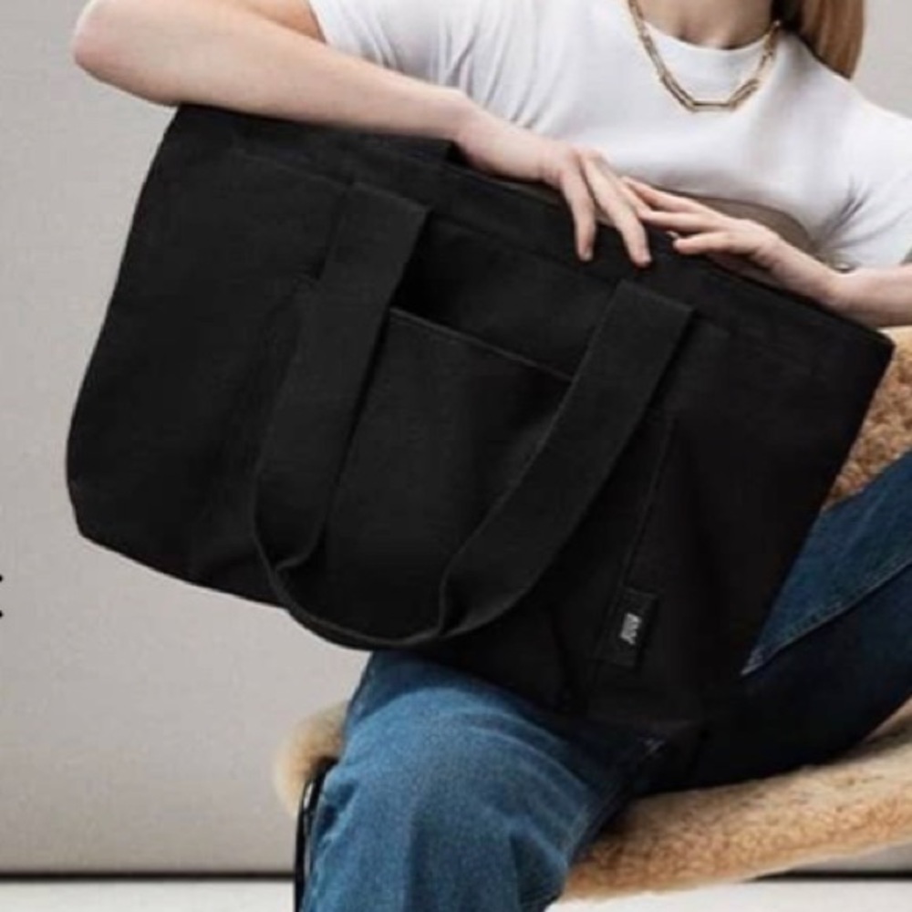 July Everyday Large Black Tote- 100% Cotton Canvas